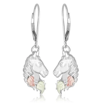 Mt. Rushmore Black Hills 金马头吊坠耳环 0.925 纯银 — 第 1/2 张图片