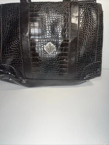 Borsa tote Coldwater Creek Julianna marrone in pelle di coccodrillo goffrata con zip - Foto 1 di 13