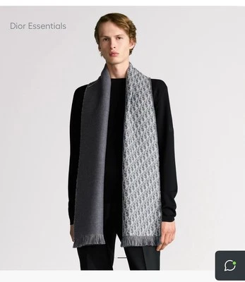 Bufanda oblicua Dior lana gris y blanca Foto 1 de 4