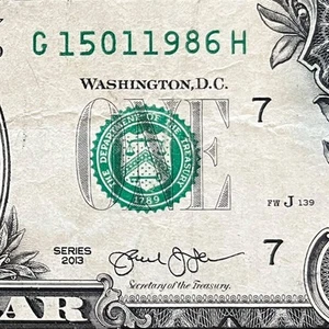 January 15, 1986 (15011986) One Dollar Fancy Serial Number Birthday Note - Picture 1 of 3