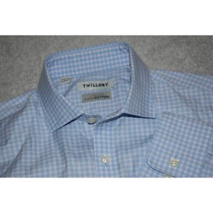 Twillory Hemd Herren Größe Large maßgeschneiderte Passform blau kariert sichere Baumwolle bügelfrei - Bild 1 von 8