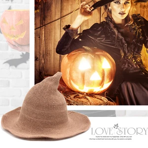 Women's Witch Hat Cotton Foldable Cap for Halloween Costume Cosplay Fancy Party - Picture 1 of 15