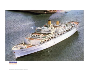 SS Oriana Orient Line Ship Art Print – 1960-86 Aerial View – 20" x 16" Poster - Picture 1 of 4