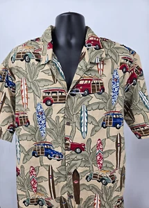 VTG Aloha Republic Hawaiian Shirt 2XL Beige Floral Car Camp Pocket Party Men - Picture 1 of 11