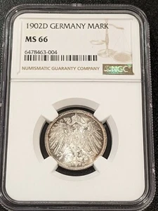 1902 D MS66 Germany Silver Mark NGC KM 14 Only 3 Graded Higher! - Picture 1 of 4