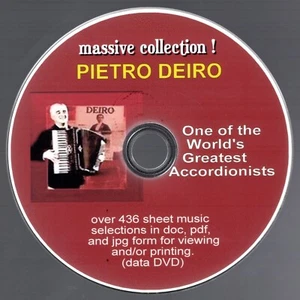 PIETRO DEIRO MASSIVE ACCORDION SHEET MUSIC COLLECTION - 446 SELECTIONS on DVD - Picture 1 of 16