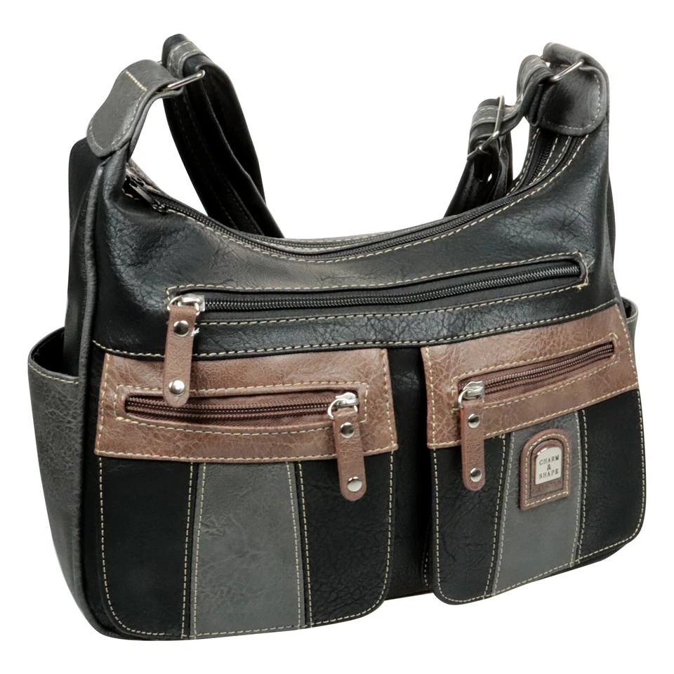 CHARM & SHAPE Damen Tasche Umhängetasche Mehrfarbig Schwarz Handtasche Schultertasche Mode