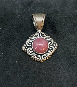 925 Sterling Carolyn Pollack Pink Stone Pendent 1.25in - 6.0g - Picture 1 of 3