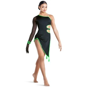 Zehntes Haus Tanzkostüm Hartnäckigkeit Medium Erwachsene schwarz limette Jazz modern - Bild 1 von 13