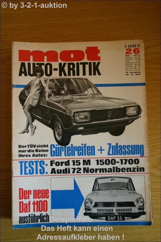 MOT 26/67 Ford 15M DAF 1100 Audi 72 DAF 55 Saab - Immagine 1 di 1