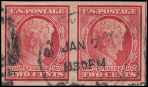 US #368 Used XF pair, with PSE cert