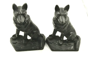 Vintage German Shepherd/Dog Bookends-Cast Aluminum-Set of 2-Doorstop - Picture 1 of 12