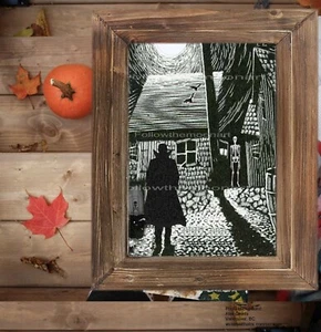 Halloween Dracula Skeleton Old Barn Bats Graves Moon Quality Wall Art Print USA - Picture 1 of 6