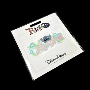 Disney Parks Pink Blue Sparkle Embroidered Ohana Lilo and Stitch PatcheD Patch - Picture 1 of 1