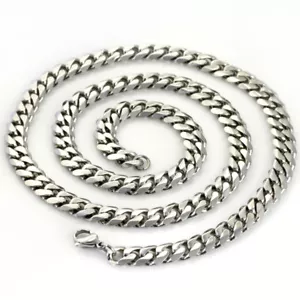 CHAINE COLLIER HOMME ACIER INOX GROSSE MAILLE CUBAINE CURB BLING BLING 11mm 60CM - Imagen 1 de 1