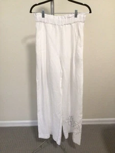 made in italy Linen Embellished Pants 42 Nwt - Picture 1 of 3