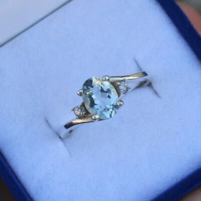 1,16 Ct Aquamarin Krappenring 925 Aus Sterlingsilber - Bild 1 von 4