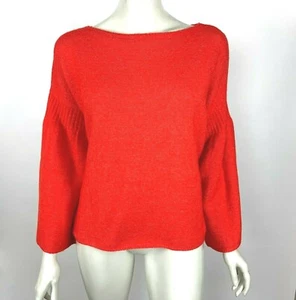 Lou & Grey Bell Sleeve Sweater Red Scoop Neck Knit Pullover Women Small NWT $70 - Picture 1 of 9