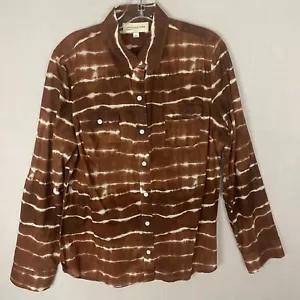 Jones New York Sport Women's Brown Tie Dye Button Up Tunic Shirt Size Large - Picture 1 of 17