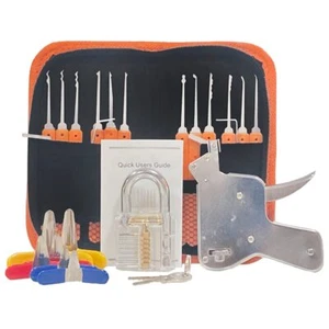 27-teiliges Schloss Picking Set mit Reißverschlusstasche Schloss Pickpistole und 6-teiliges Vorhängeschloss S... - Bild 1 von 7