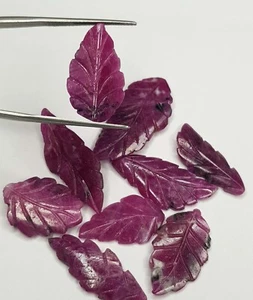 Natural Ruby Carved Leaf Shape loose stones, Ruby (MozambiquMines), Ruby carving - Picture 1 of 4