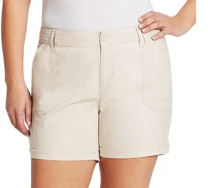 NWT Womens Gloria Vanderbilt Patch Pocket Shorts Stonewood Size 24W - Imagen 1 de 5