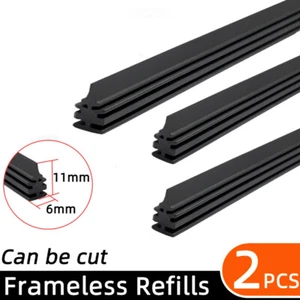 2Pcs 26" 6mm Car Silicone Windshield Frameless Wiper Blade Refill Accessories - Picture 1 of 16
