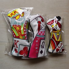 Playing Cards Golf Wood Head Covers Driver Fairway Woods Hybrid PU Headcovers