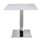 Tavolo bar 70x70 cm piano per esterno effetto Marmo e base argento H 75