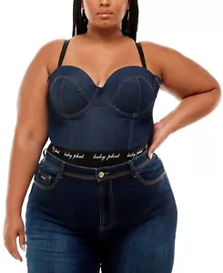 Baby Phat Trendy Plus Size Denim Bustier Bodysuit, Size 2X - Picture 1 of 1