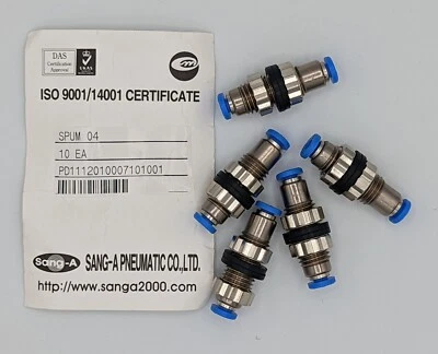 SPUM 04 | 4mm Sang-A Bulkhead Union Push to Connect Stop Fitting (5-Pack) - Image 1 of 2