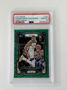 2023-24 PANINI PRIZM GIANNIS ANTETOKOUNMPO PSA 10 GREEN WAVE PRIZM BUCKS - Picture 1 of 2