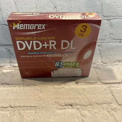 Memorex DVD+R DL 8.5 GB Double Layer Blank DVD 3 Pk-Brand New Factory Sealed - Image 1 of 3