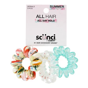Scunci Summer Collection All Hair All Day Hold Hair Spirals, Assorted, 3-Count - Picture 1 of 2