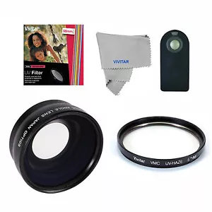 Wide Angle Macro Lens +UV FILTER +REMOTE For Canon REBEL EOS T3 T2 T5 T5I XT T1 - Picture 1 of 8