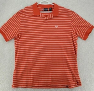 Chaps Men's size XXL Polo Shirt Orange White Stripe 100% Cotton Logo Collar - Picture 1 of 5