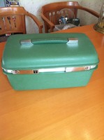 Vintage Samsonite Saturn Train Case Carry On Makeup Case Green with Tray, Mirror