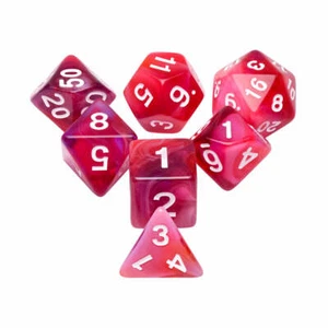 Red Clouds 7-Dice Set Pink/White w/White Numbers Dnd Dice Set - Picture 1 of 3