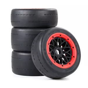 Rc Car Bald Tire Front Rear Tire Assembly Set For 1/5 HPI ROVAN ROFUN KM BAJA 5B - Picture 1 of 18