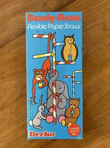 Drinking straws, Vintage Deeko Paper Striped Straws, New Box - Picture 1 of 4