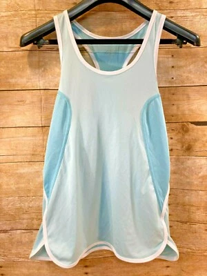 JOCKEY ATHLETIC RACERBACK TANK TOP MESH SKY BLUE WHITE TRIM WOMEN'S S 💗MINT💗 - Image 1 of 4