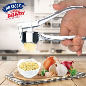 Garlic Press Crusher Stainless Steel Mincer Masher Kitchen Squeezer Silver Tool - Picture 1 of 11