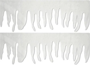 2,4 m FALSCHER SCHNEE EISZAPFEN VORHANG FRANSEN GIRLANDE INNEN WEIHNACHTEN FENSTERDEKORATION - Bild 1 von 2