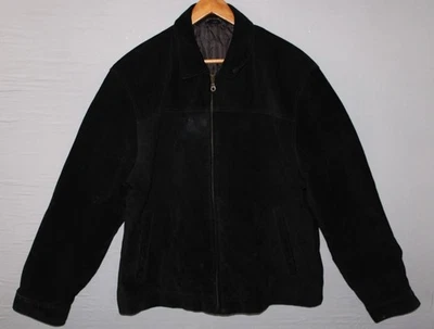 Chaqueta Massini Vintage Cuero Genuino Negra Cremallera Talla Grande Terciopelo Carcasa Suave Foto 1 de 4