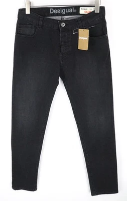 Desigual Leos Homme W30 Gris Foncé Slim Fit Velours Côtelé Jeans Extensible - Photo 1/4