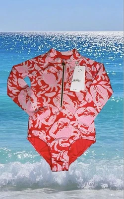 Traje de baño Lilly Pulitzer NUEVO CON ETIQUETAS UPF 50+ niñas Alicia Rashguard bastón coral cangrejo 4,6 Foto 1 de 4