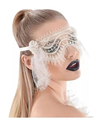 White Lace Eye Mask Suit Yourself Fancy Dress Halloween Adult Costume Accessory - Image 1 of 4