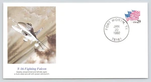 F-16 Fighting Falcon FDC Fellows Ferguson Art Fleetwood c1992 Fort Worth Texas - Picture 1 of 5