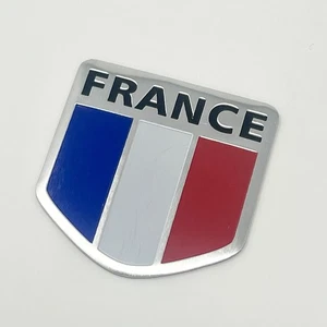 "Insignia emblema coche de carreras bandera de Francia French FR pegatina 2"x 2,25"" aluminio" - Imagen 1 de 4