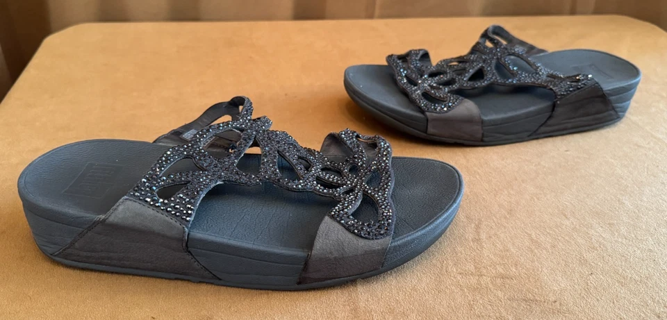 Sandalias para mujer Fitflop Bumble Crystal grises H70-001 brillantes Foto 1 de 4